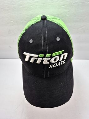Vintage Triton Boats Trucker Hat – Black & Neon Lime Green Mesh Snapback Angler